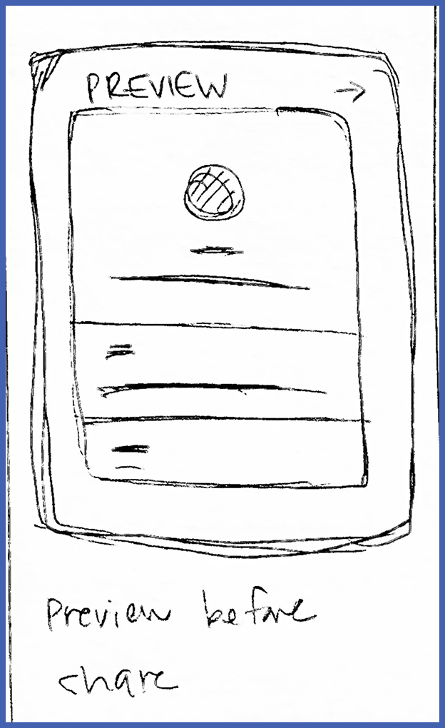 Sketch of a preview screen shown before sharing a contact